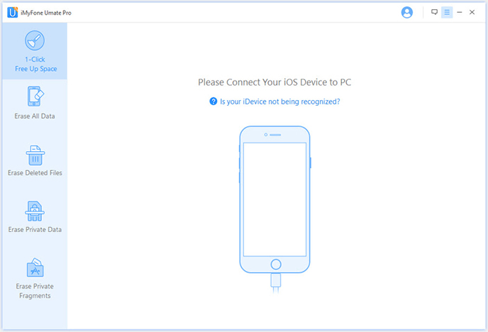 Main panel of iOS safe wiper