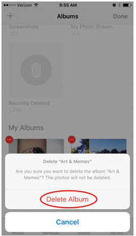 How to delete photo album ipad
