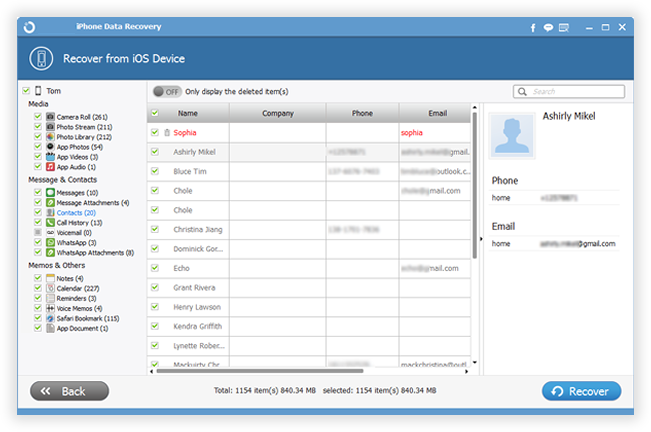 recover contacts from iphone