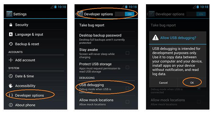 Enable USB Debugging Mode