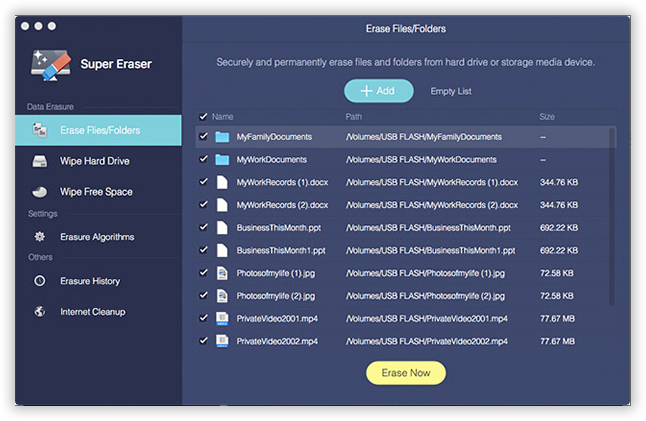 insall file wipe on Mac